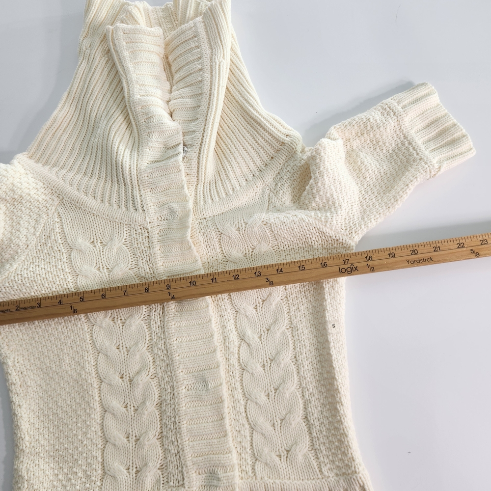 Express Women's Size S Small Sweater Cowl Neck Snap Button Cream 3/4 Sleeve 01 - Picture 9 of 14